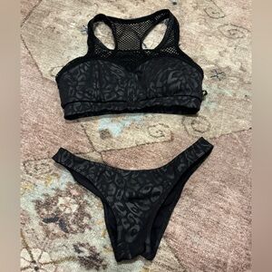 Black Leopard Print Bikini Set